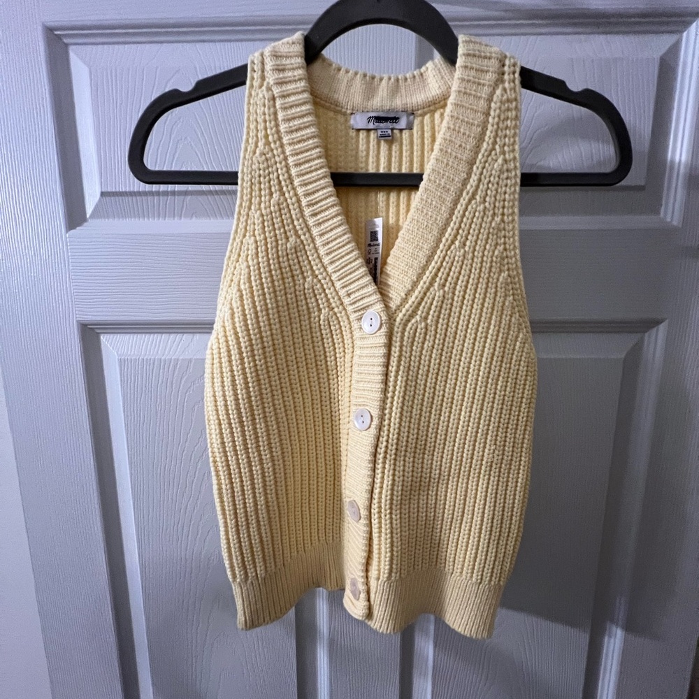 Madewell Cream Button-Up Sweater Vest